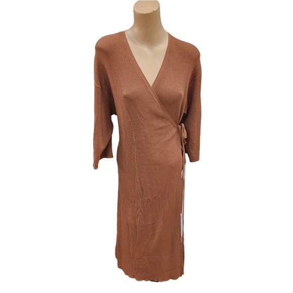 Everlane Ribbed Wrap Midi Dress Size XS Women's 3/4 sleeve - Picture 1 of 11